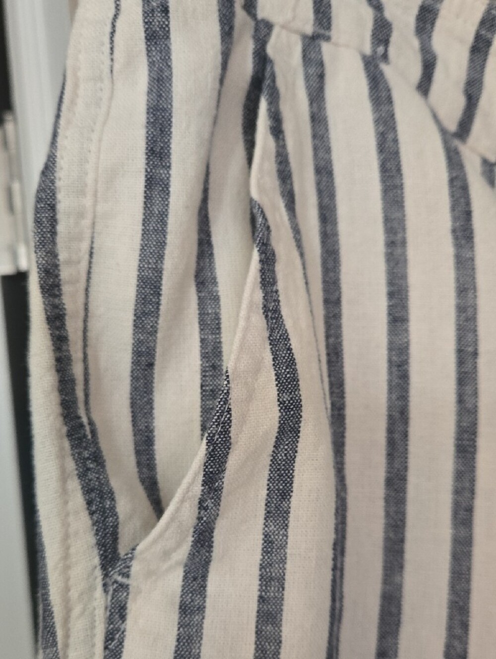 J. Crew Navy & White Striped Cotton-Linen Chinos - Picture 3 of 6